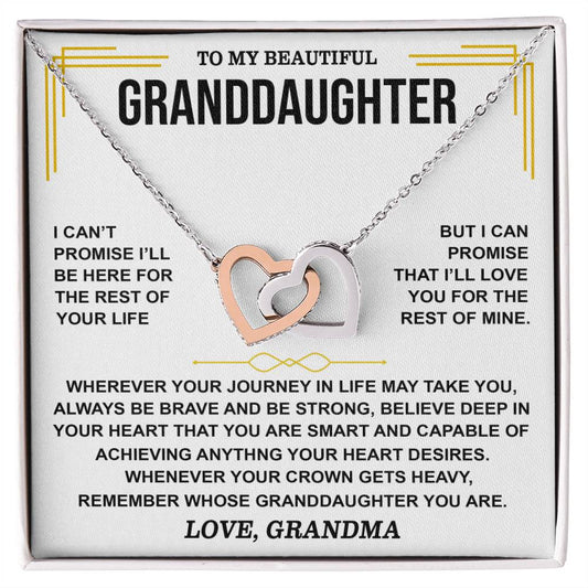 😍To My Beautiful Granddaughter Love Grandma | Inter Locking Hearts Necklace😍