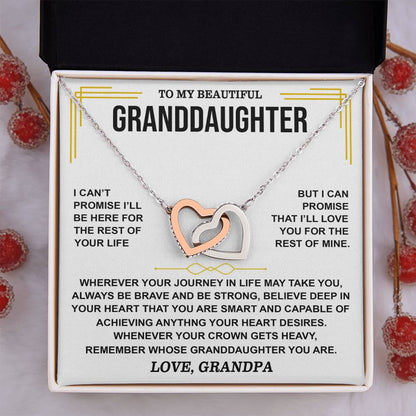 😍To My Beautiful Granddaughter Love Grandpa | Inter Locking Hearts Necklace😍