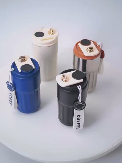 ☕💡 Smart Coffee Tumbler – 380ML / 510ML Sleek, smart & spill-proof! 🌡️ LED temp display 🧊 Keeps drinks hot or cold 🧵 Comes with portable rope for easy carry Perfect for travel, work, or daily sips! 🚶‍♂️🚗🔥